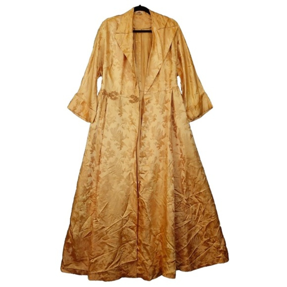 1950s Vintage Japanese Kimono‎ Dynasty Robe M Geisha Empress Gold Gown Wedding